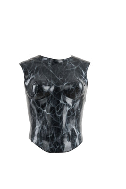 WOMEN’S BLACK FAUX MARBLE VEST ACCENTED WITH STRONG VEINING