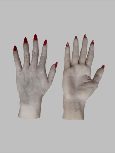ULTRA-REALISTIC TRANSLUCENT HD WHITE POWDERED WOMEN’S MID-FOREARM GLOVES