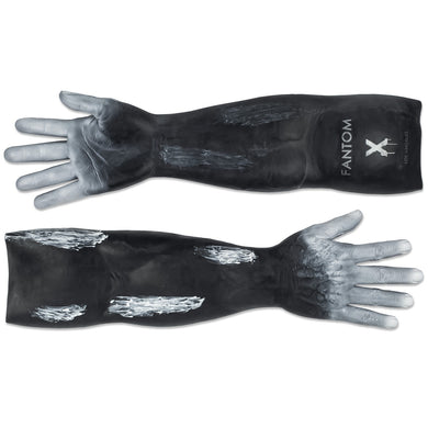 HYPER- REALISTIC MATTE BLACK WITH GRAY FINISH ELBOW-LENGTH MEN'S GLOVES