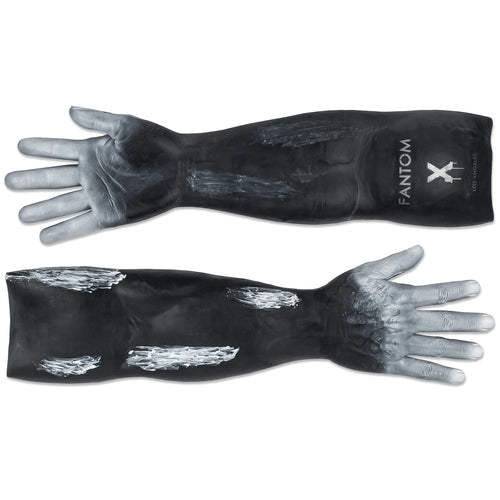HYPER- REALISTIC MATTE BLACK WITH GRAY FINISH ELBOW-LENGTH MEN'S GLOVES