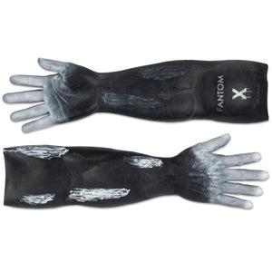 HYPER- REALISTIC MATTE BLACK WITH GRAY FINISH ELBOW-LENGTH MEN'S GLOVES