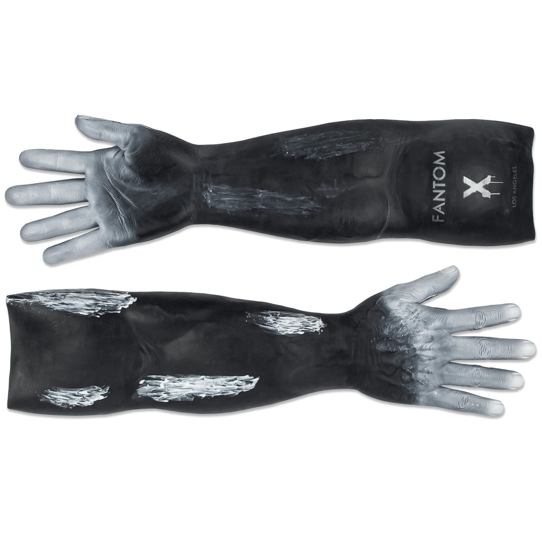 HYPER- REALISTIC MATTE BLACK WITH GRAY FINISH ELBOW-LENGTH MEN'S GLOVES
