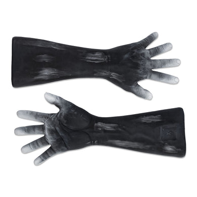 HYPER- REALISTIC MATTE BLACK WITH GRAY FINISH ELBOW-LENGTH MEN'S GLOVES