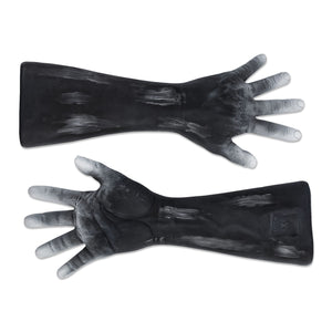 HYPER- REALISTIC MATTE BLACK WITH GRAY FINISH ELBOW-LENGTH MEN'S GLOVES
