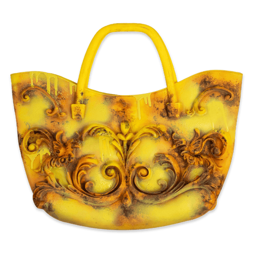 PATINA YELLOW BAROQUE STYLIZED SILICONE HANDBAG