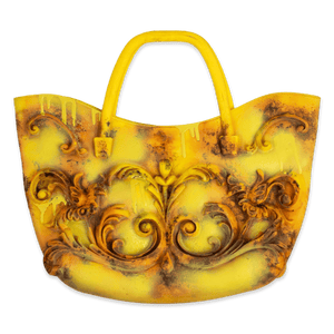 PATINA YELLOW BAROQUE STYLIZED SILICONE HANDBAG