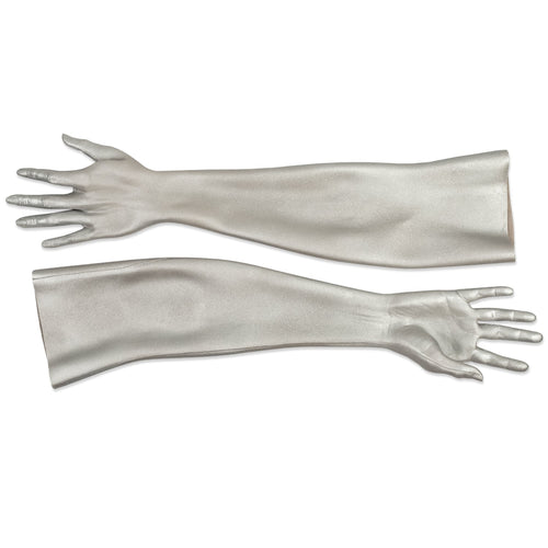 HYPER- REALISTIC AIR BRUSHED SILVER LADIES OPERA GLOVES