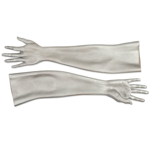 HYPER- REALISTIC AIR BRUSHED SILVER LADIES OPERA GLOVES