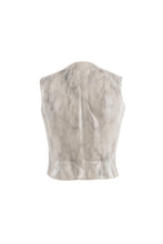 Women’s white faux marble vest accented with strong dark veining