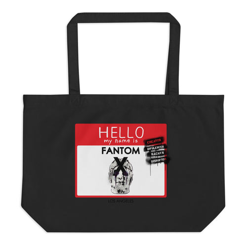 Hello My Name Is FX Sticker Large organic tote bag