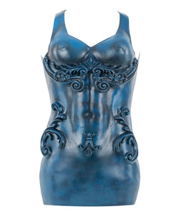 Women’s midnight-blue baroque stylized dress in lux soft rubber silicone