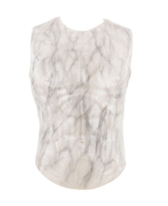 Men's white faux marble vest accented with strong dark veining